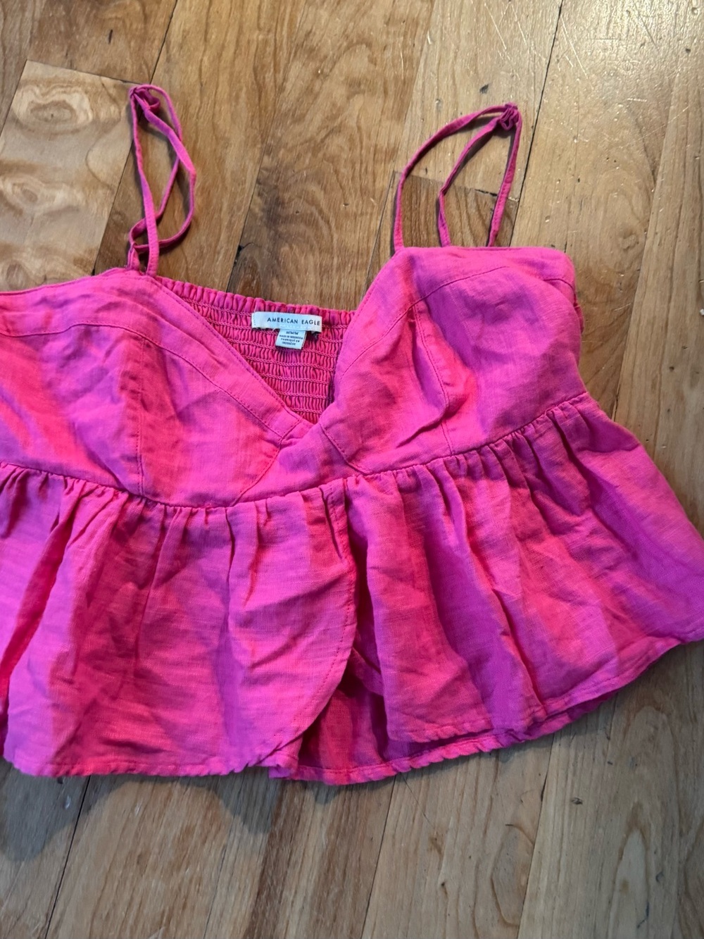 American Eagle Pink Ruffled Crop Cami